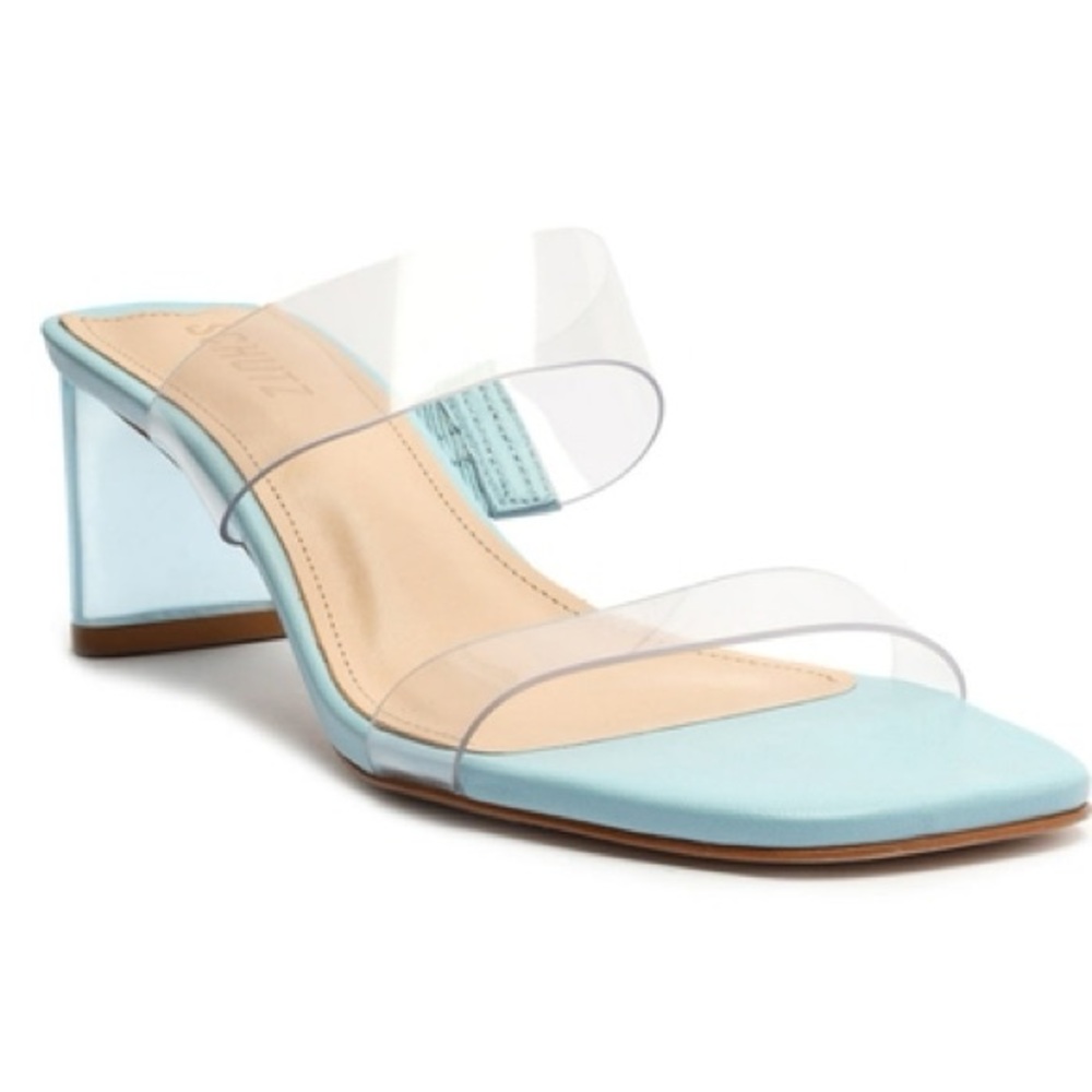 Schutz Ariella Acrylic Blue Mid Sandal